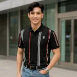 Áo Thun Polo Nam Cổ Bẻ Phối Sọc Và Thêu Logo Trước Ngực Bền Đẹp Có Big Size