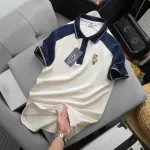Áo Thun Polo Nam Phối Màu Và In Hình Gấu Trước Ngực BigSize Từ 50-90kg