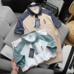 Áo Thun Polo Nam Phối Màu Và In Hình Gấu Trước Ngực BigSize Từ 50-90kg