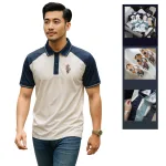 Áo Thun Polo Nam Phối Màu Và In Hình Gấu Trước Ngực BigSize Từ 50-90kg