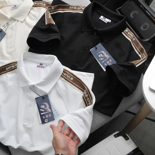 Áo Thun Polo Nam Phối Sọc Chữ Ở Vai Áo Có Big Size