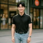 Áo Thun Polo Nam Phối Sọc Chữ Ở Vai Áo Có Big Size