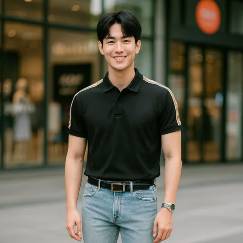 Áo Thun Polo Nam Phối Sọc Chữ Ở Vai Áo Có Big Size