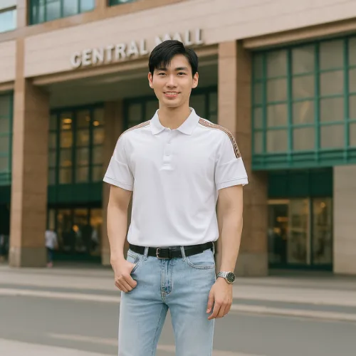 Áo Thun Polo Nam Phối Sọc Chữ Ở Vai Áo Có Big Size