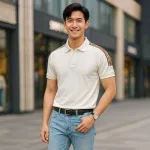 Áo Thun Polo Nam Phối Sọc Chữ Ở Vai Áo Có Big Size