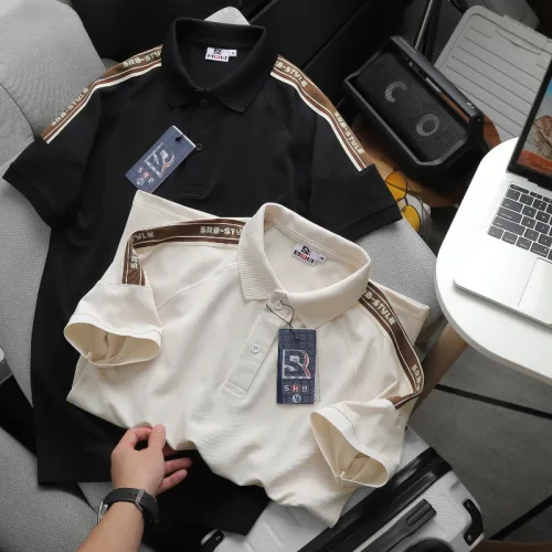 Áo Thun Polo Nam Phối Sọc Chữ Ở Vai Áo Có Big Size
