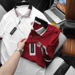 Áo Thun Polo Nam Phối Sọc In Logo Trước Ngực (Big Size)