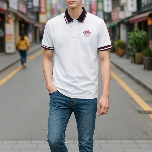 Áo Thun Polo Nam Phối Sọc In Logo Trước Ngực (Big Size)