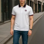 Áo Thun Polo Nam Phối Sọc In Logo Trước Ngực (Big Size)