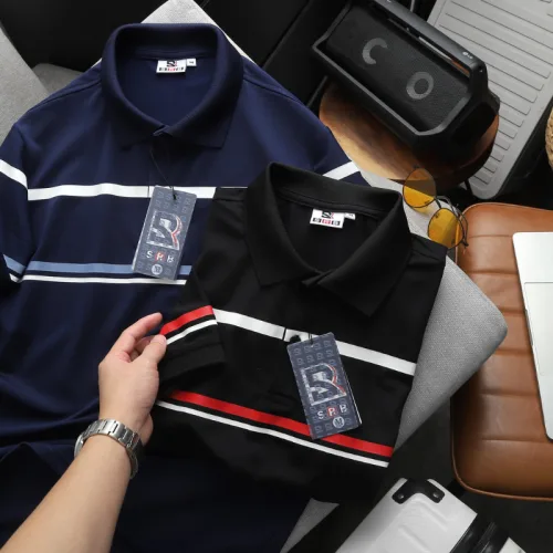 Áo Thun Polo Nam Phối Sọc Ngang Bigsize Từ 50-90kg