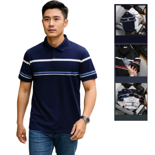 Áo Thun Polo Nam Phối Sọc Ngang Bigsize Từ 50-90kg