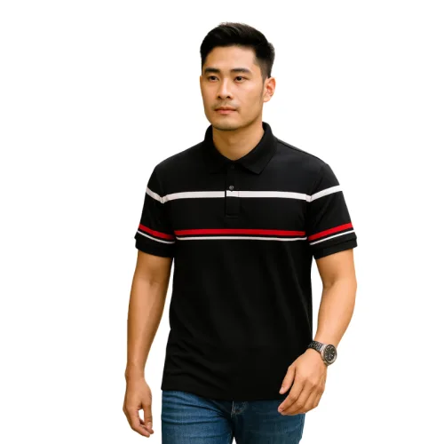 Áo Thun Polo Nam Phối Sọc Ngang Bigsize Từ 50-90kg