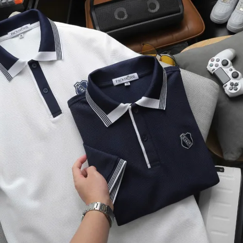Áo Thun Polo Nam Thêu Logo Chữ N Style Trước Ngực Phối Viền Màu Tay Và Cổ Áo (Size 45-95kg)