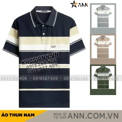 Áo Thun Sọc Có Cổ Nam Trung Niên Có Túi Thun Cotton Cao Cấp (Có size 3x)