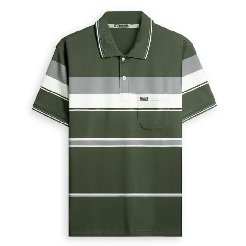 Áo Thun Sọc Có Cổ Nam Trung Niên Có Túi Thun Cotton Cao Cấp (Có size 3x)