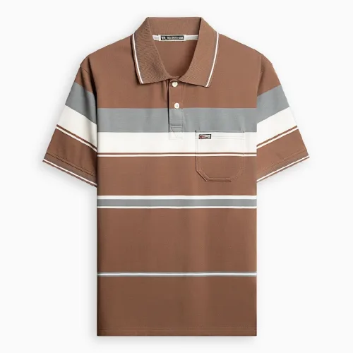 Áo Thun Sọc Có Cổ Nam Trung Niên Có Túi Thun Cotton Cao Cấp (Có size 3x)