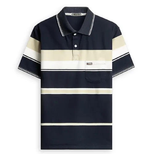 Áo Thun Sọc Có Cổ Nam Trung Niên Có Túi Thun Cotton Cao Cấp (Có size 3x)