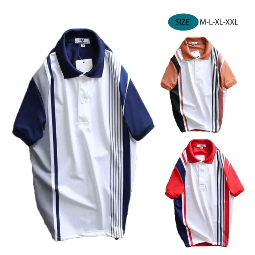 Áo Thun Polo Nam Tay Ngắn Kẻ Sọc Dọc