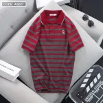 Áo Thun Polo Sọc Ngang Nam Cổ Phối Bo Thêu Logo