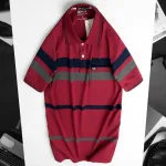 Áo Thun Sọc Nam Trung Niên Cổ Bẻ Có Túi