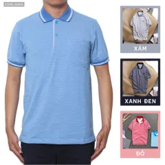Áo Thun Polo Sọc Nam Cổ Bẻ Có Túi