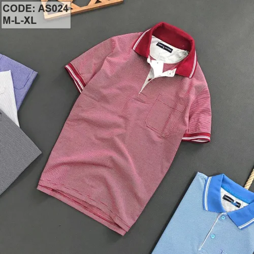 Áo Thun Polo Sọc Nam Cổ Bẻ Có Túi