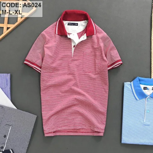 Áo Thun Polo Sọc Nam Cổ Bẻ Có Túi