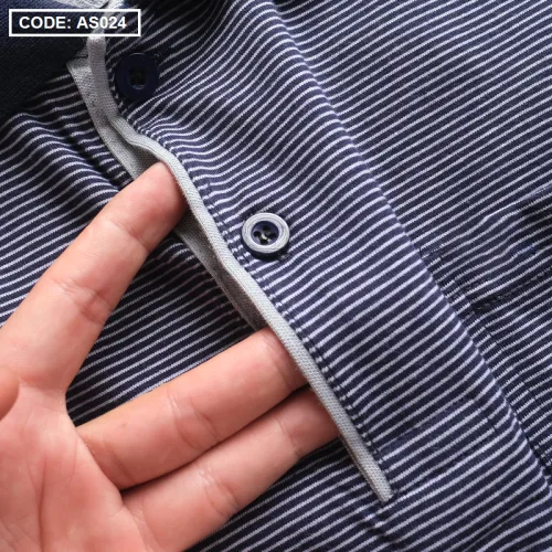 Áo Thun Polo Sọc Nam Cổ Bẻ Có Túi