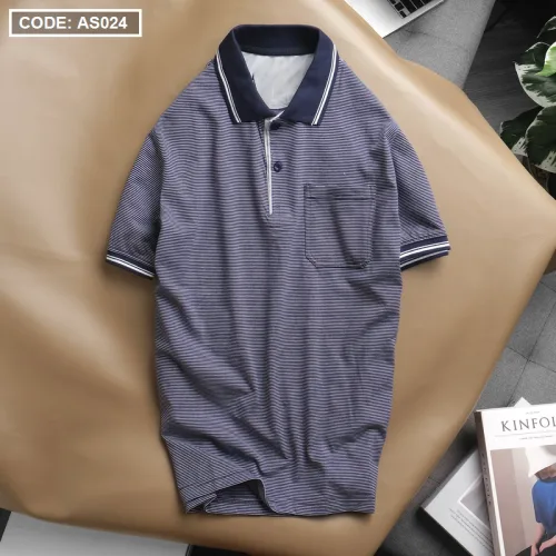 Áo Thun Polo Sọc Nam Cổ Bẻ Có Túi