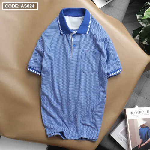 Áo Thun Polo Sọc Nam Cổ Bẻ Có Túi