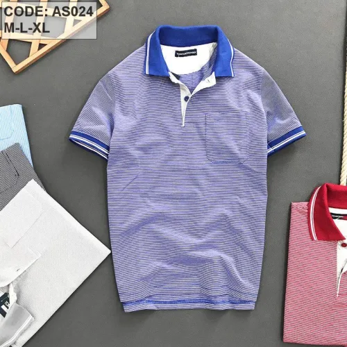 Áo Thun Polo Sọc Nam Cổ Bẻ Có Túi