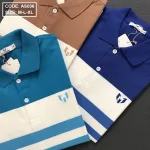 Áo Thun Nam Có Cổ Phối Sọc Ngang Có Túi