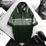 Áo Thun Sọc Nam Có Cổ Phối Viền Có Túi Thun Cotton