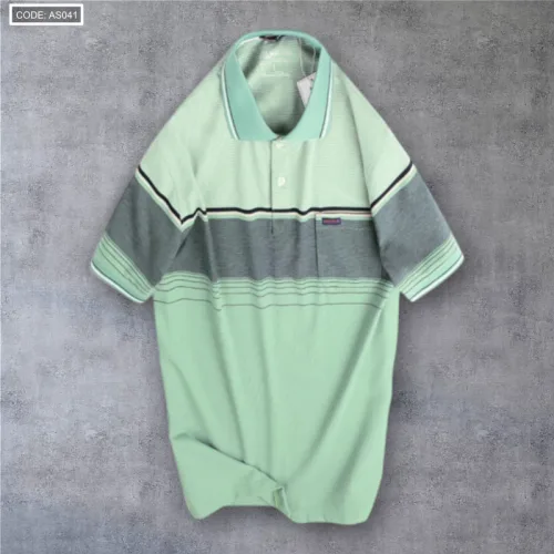 Áo Thun Sọc Nam Có Cổ Phối Viền Có Túi Thun Cotton