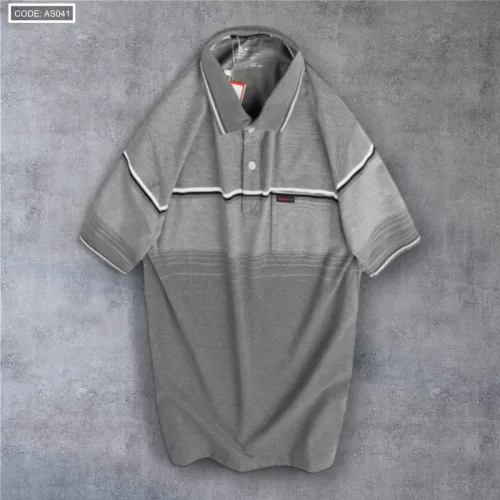 Áo Thun Sọc Nam Có Cổ Phối Viền Có Túi Thun Cotton