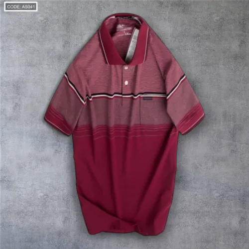 Áo Thun Sọc Nam Có Cổ Phối Viền Có Túi Thun Cotton