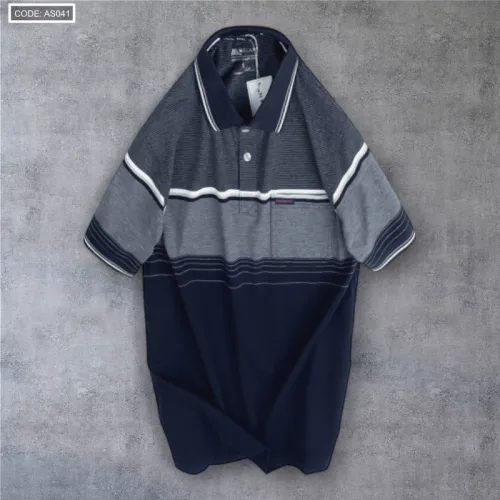 Áo Thun Sọc Nam Có Cổ Phối Viền Có Túi Thun Cotton