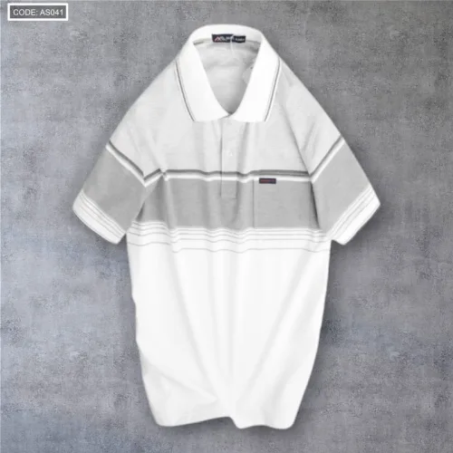 Áo Thun Sọc Nam Có Cổ Phối Viền Có Túi Thun Cotton