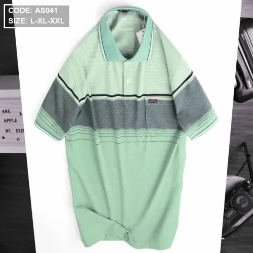 Áo Thun Sọc Nam Có Cổ Phối Viền Có Túi Thun Cotton