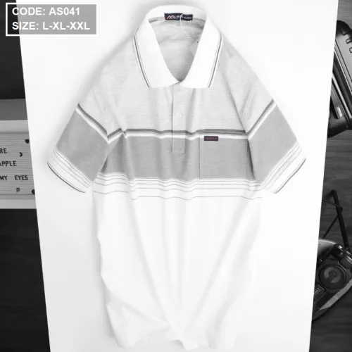 Áo Thun Sọc Nam Có Cổ Phối Viền Có Túi Thun Cotton