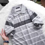 Áo Thun Sọc Nam Melan Cổ Bẻ Có Túi Thun Cotton