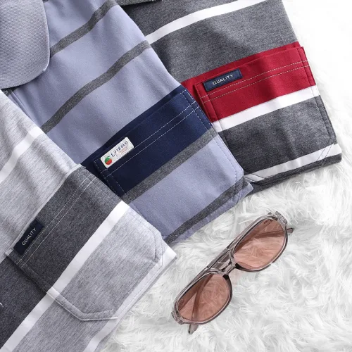 Áo Thun Sọc Nam Melan Cổ Bẻ Có Túi Thun Cotton