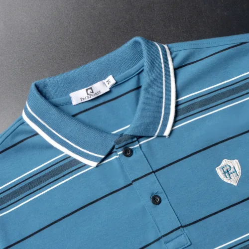 Áo thun sọc nam thêu logo PH thun cotton