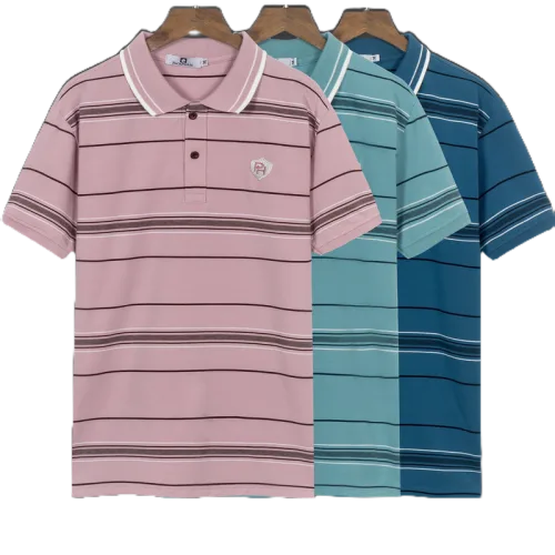 Áo thun sọc nam thêu logo PH thun cotton