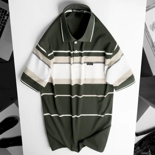 Áo Thun Sọc Nam Trung Niên Cổ Bẻ Có Túi Thun Cotton Cao Cấp (Có size 3x)