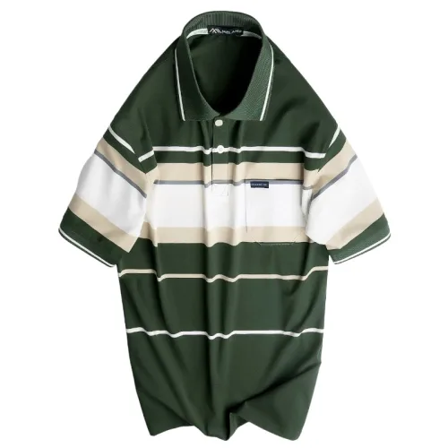 Áo Thun Sọc Nam Trung Niên Cổ Bẻ Có Túi Thun Cotton Cao Cấp (Có size 3x)