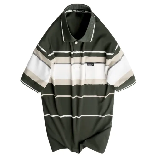 Áo Thun Sọc Nam Trung Niên Cổ Bẻ Có Túi Thun Cotton Cao Cấp (Có size 3x)