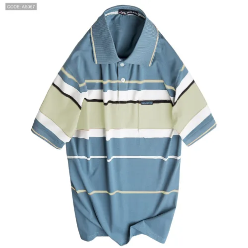 Áo Thun Sọc Nam Trung Niên Cổ Bẻ Có Túi Thun Cotton Cao Cấp (Có size 3x)
