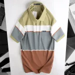 Áo Thun Sọc Nam Trung Niên Phối Màu Cổ Bẻ Có Túi Thun Cotton (Có size 3x)