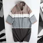 Áo Thun Sọc Nam Trung Niên Phối Màu Cổ Bẻ Có Túi Thun Cotton (Có size 3x)